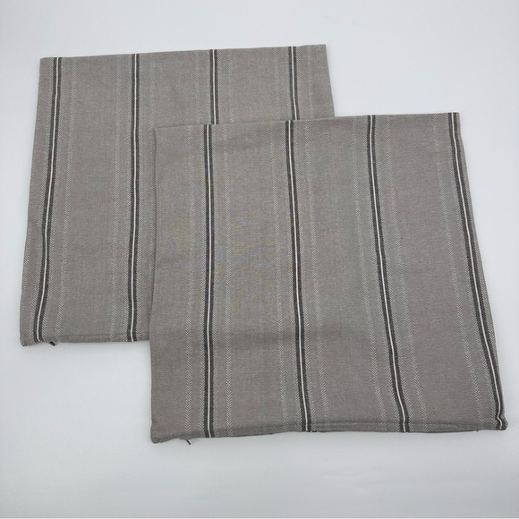 Ikea Stortimjan Pillow Covers Striped Gray Ivory 20” x 20” Set of 2 - Picture 1 of 7
